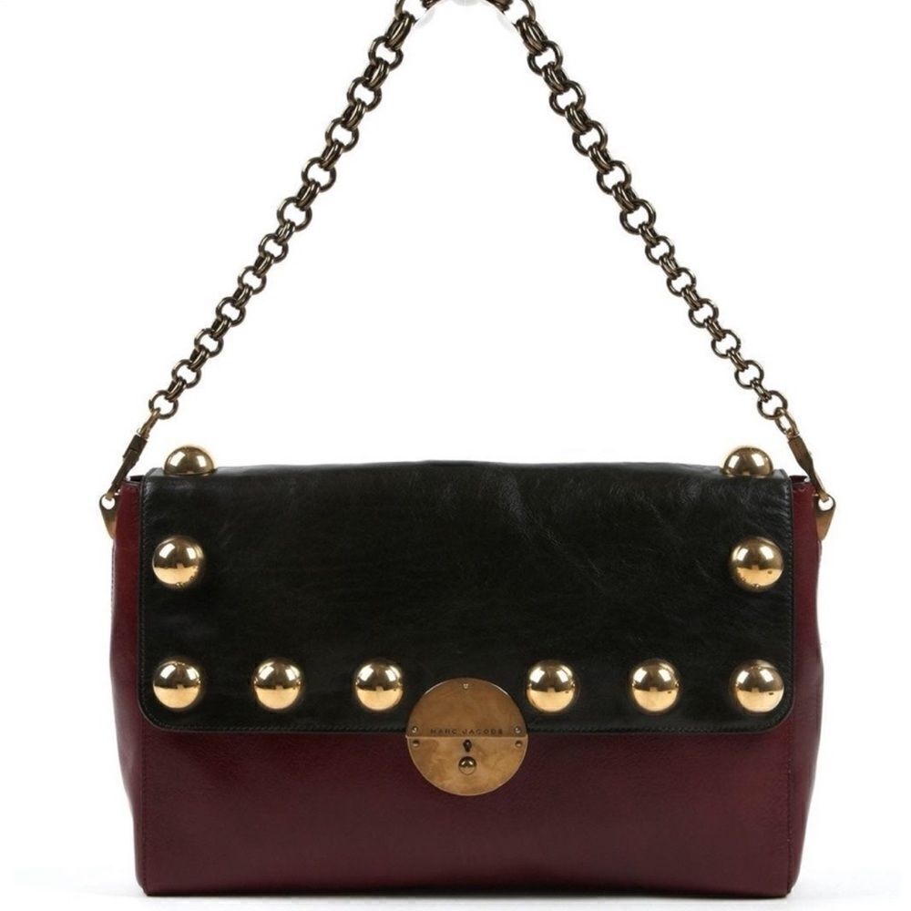 Marc Jacobs Studded Leather Shoulder Bag Like New 12 1/2” X 10” X 3” Stunning
